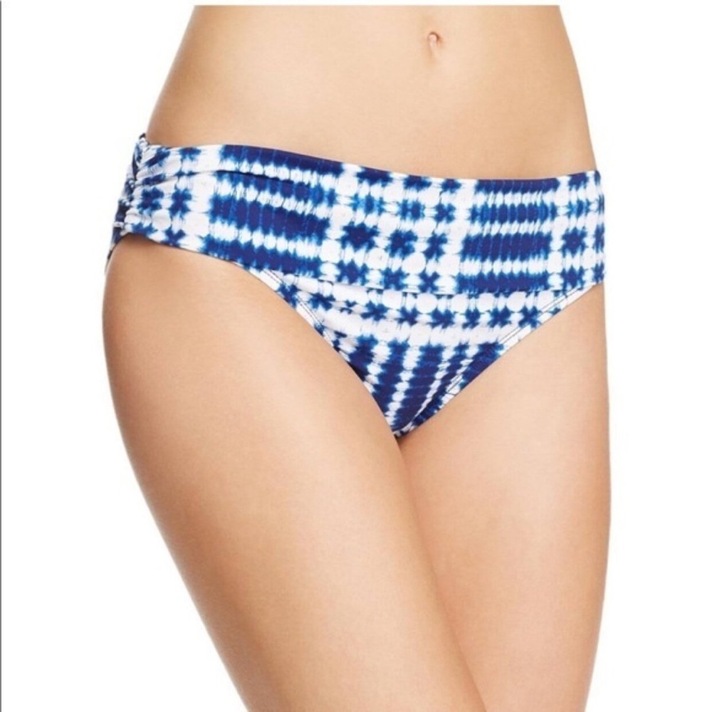 La Blanca moody fold over shirred banded bikini bottom in Midnight Blue Size 14